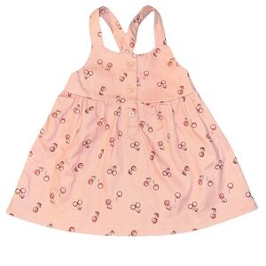 Carters Baby Girl Overall Dress  6 Months Pink Cherries Adjustable Straps Cotton